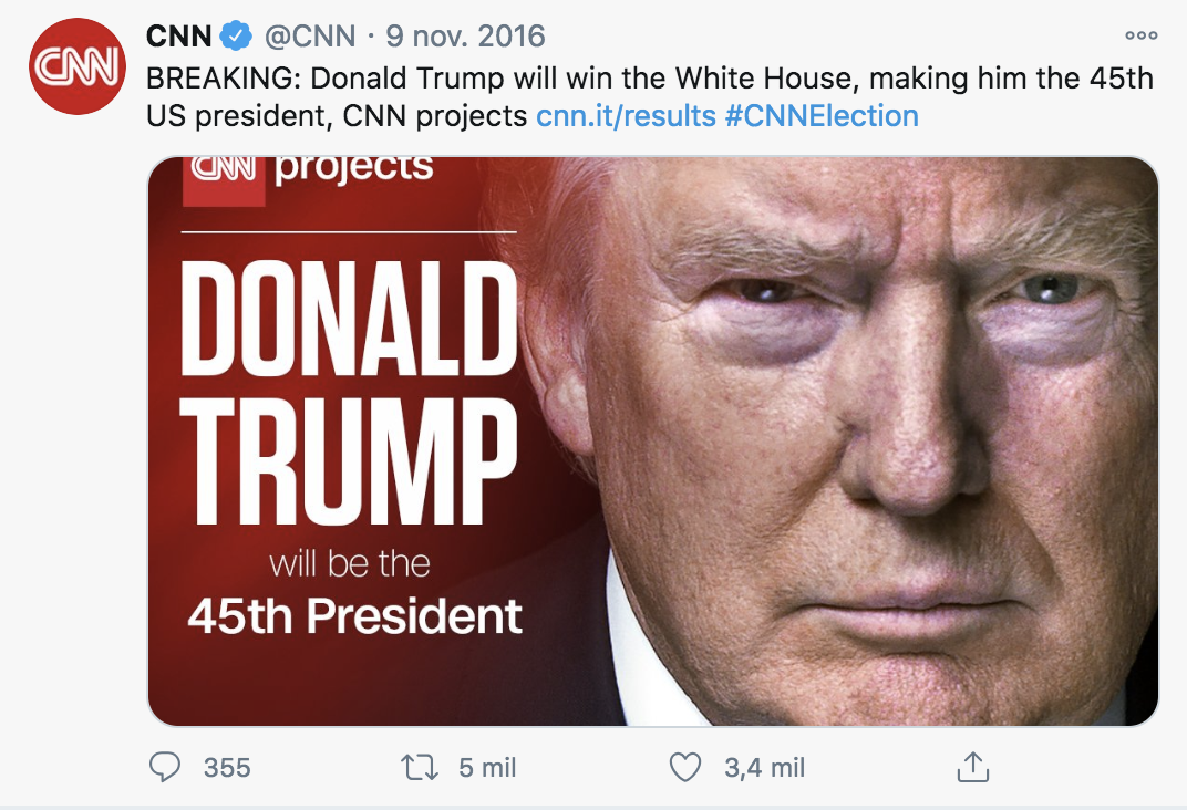 CNN proyecta a Donald Trump presidente electo en 2016